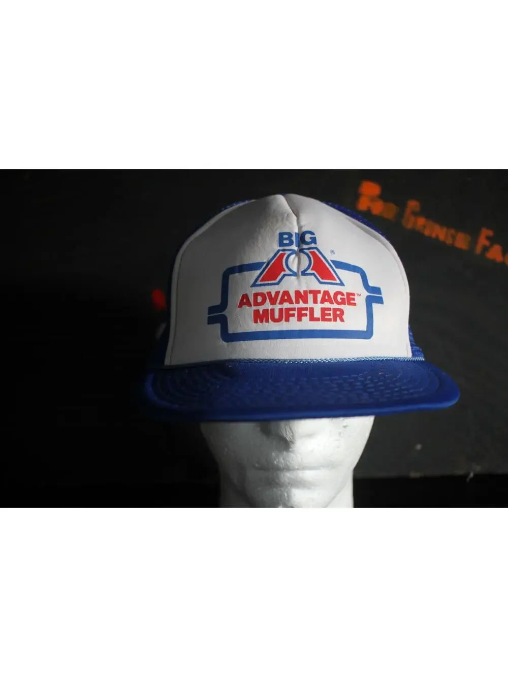 Vintage Big A Advantage Muffler Trucker Hat Blue Mesh Snapback Auto Parts Cap